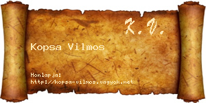 Kopsa Vilmos névjegykártya